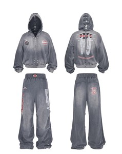 Bộ đồ thể thao nam chất lượng cao, kiểu dáng hip hop, có khóa kéo, thêu họa tiết, in hình. - Product Image 2