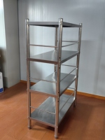 Étagère de rangement verticale professionnelle en acier inoxydable pour cuisine, avec quatre niveaux réglables, multifonctionnelle