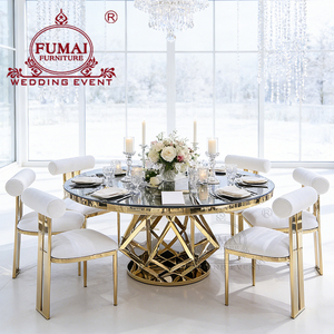 Mesa de Comedor Moderna de Lujo para Hotel con Vidrio Templado y Estructura de Acero Inoxidable, Mesa Redonda de Centro de Alta Gama - Product Image 6