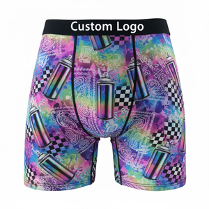 Calzoncillos Boxer para Hombre con Estampado Personalizado en Aerosol Colorido, Impresión Digital al por Mayor, Ropa Interior Transpirable de Seda Helada Suave - Product Image 1