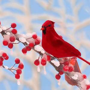 Fournisseur de décorations de Noël, oiseaux cardinaux de Noël sur l'arbre, festival de Noël, oiseaux rouges sur l'arbre en plastique - Product Image 6