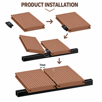 Lantai Kayu Komposit WPC Anti Air Warna Hitam dengan Motif Kayu Interlocking untuk Eksterior