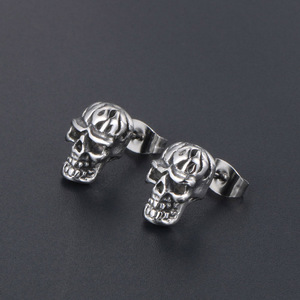 Pendientes con forma de calavera, joyería de moda para hombre de acero de titanio CF004 - Product Image 2
