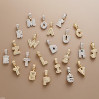 Collar con Letras del Alfabeto A-Z de Circonia Cúbica, Collar con Nombre Inflado, Inicial en Forma de Globo para Mujer, Chapado en Oro de 18K, Joyería Hiphop