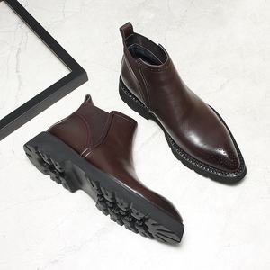 Nouvelle Arrivée Bottes Homme Britanniques à Bout Pointu et Plateforme, Bottines en Cuir Véritable Style Business Décontracté, Bottes de Moto Tendance - Product Image 2