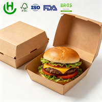 Boîte à hamburger en kraft personnalisée avec logo Hongchang, emballage alimentaire écologique pour restaurant et traiteur