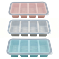 Boîte à lunch en silicone à 2/3/4 compartiments avec couvercle, compatible micro-ondes et congélateur, pour la préparation des repas, les restes et la nourriture pour bébé, gris