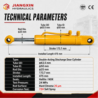 Cylindre hydraulique Jiangxin Steel pour porte de décharge de bétonnière, double effet, alésage 50 mm, tige 25 mm, course 173,7 mm, 24 MPa, testé CE
