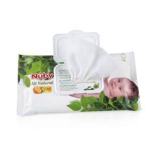Salviette per Neonati Premium Ipoallergeniche Senza Alcool, 99% Acqua con Aloe Vera, Testate Dermatologicamente, 100 pz/sacchetto, Cura della Pelle in Tessuto Spunlace - Product Image 1