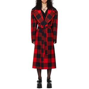Abrigo rojo último diseño de moda abrigo de <span class=keywords><strong>gabardina</strong></span> de lana virgen de alta calidad abrigos personalizados para <span class=keywords><strong>mujer</strong></span> - Product Image 1