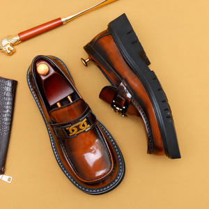 Chaussures Richelieu Formelles pour Hommes en Cuir Véritable à Lacets, Nouveauté 2025, Semelles Épaisses Carrées, Semelle Intermédiaire en Caoutchouc, Evergreen - Product Image 4