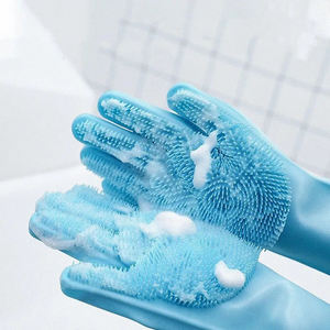 Fabricante al por mayor (paquete de 2) Magic Silicone Body guantes de baño para mascotas para Animal Perfect Bathe Shampoo Dog & Cat Brush Guantes - Product Image 1