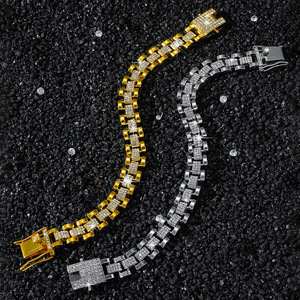 Hot Selling Popular Design Alloy Gold Silver Plated Geometric Bracelet Hiphop <b>Men</b> Chain Bracelets Fashion Jewelry Wholesale - Product Image 3