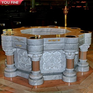 Bonne qualité sculpture sur pierre marbre police d'eau église religieuse Saint baptême police d'eau bénite - Product Image 1