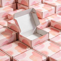 Boîte d'emballage pour produits de soin de la peau rose aquarelle, boîte de beauté en carton ondulé imperméable, production en 72h