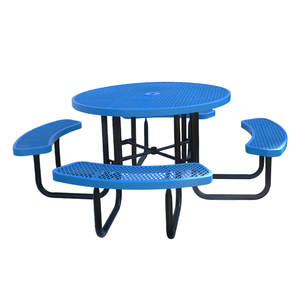 Table de pique-nique et de camping en acier avec banc et chaise de salle à manger en métal, style ferme moderne, pour extérieur, parc et patio - Product Image 3