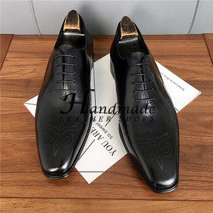 Nouvelles chaussures Oxford formelles pour hommes, en cuir artisanal, élégantes, gravées, pour mariage, chaussures Derby en cuir de vachette pour le marié - Product Image 4