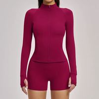 Nouvelle veste de sport multi-couleurs confortable avec fermeture éclair et poche pour femme – Idéale pour le yoga et l'entraînement