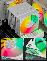 upHere 6 Heat Pipes CPU Cooler 120mm Fan ARGB Dual Tower CPU Air Cooler untuk Gaming PC Intel LGA 1700 1200 AMD AM5 AM4 AM3 FM2