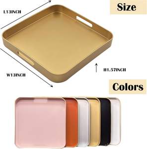 Plateau de service décoratif en métal, parfait pour servir des aliments, des boissons ou des objets décoratifs, construction durable avec surface lisse. - Product Image 5