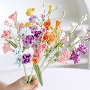 Tejido de hilo con acabado personalizado, decoración de escritorio con flor de orquídea simulada, ramo de flores tejidas - Product Image 1
