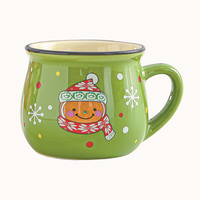 Mug en céramique réutilisable et durable de 150 ml, style rétro Père Noël de dessin animé, sûr pour les aliments, avec logo personnalisé, design mignon, pour café de fête