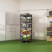 Chariot de rangement rotatif sur roulettes pour fruits et légumes de cuisine avec 4 roues, étagère mobile sur pied
