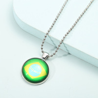 287 Pays Drapeau Chaîne Collier Porto Rico Palestine Syrie Liban Afghanistan Cristal Cabochon Pendentif Collier