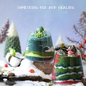 Ensemble de bougies parfumées DIY, parfum succulents, cactus, peinture au <span class=keywords><strong>sable</strong></span>, fait main, barres de Diwali, pot en verre, respectueux de l'environnement - Product Image 1