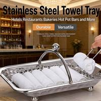 Roestvrijstalen handdoek-servetbakje, fruitmand met handvat, multifunctionele opbergplaat voor hotelbar, KTV, restaurant, thuis