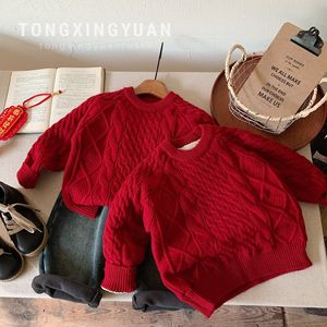 Child Star Circle Childrens Sweater 2025 Winter Retro Cable Knit Round Neck Pullover Warm Knitwear For Girls - Product Image 1