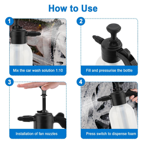 Botella de Plástico de 2L con Pulverizador Manual de Espuma a Presión, Resistente a Ácidos y Álcalis, con Boquilla Blanca/Negra, Herramientas para Lavado de Autos - Product Image 2