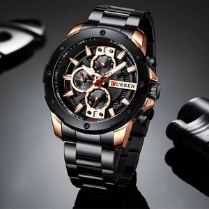 Montre à quartz de luxe pour homme Drioshipping, design classique, étanche, bracelet en acier inoxydable, montre-bracelet lumineuse, boîtier en alliage - Product Image 1