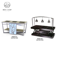 Gastronomie-Ausstattung Tisch Luxus-Marmor Gewerbe Esstisch-Set Mobiler LED-Buffet-Tresen
