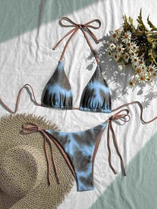 Nuevo Bikini Europeo y Americano 2026 con Estampado de Leopardo y Color Sólido, Sexy, de Dos Piezas, Triangular, para Mujer - Product Image 6
