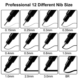 Đồ Dùng Nghệ Thuật Bút Kẻ Viền Mịn Chống Nước 12 Kích Cỡ Bút Kẻ Viền Nhỏ Màu Đen Bút Mực Vĩnh Viễn Bút Đánh Dấu Để Phác Thảo - Product Image 3