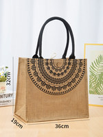 Sac fourre-tout en lin pour femme, motif floral, pliable, avec deux poignées, fait main, pour le travail, les trajets domicile-travail, les courses, respectueux de l'environnement