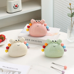 Tenedores para Frutas y Postres con Diseño <span class=keywords><strong>de</strong></span> <span class=keywords><strong>Cangrejo</strong></span>, Pequeños, <span class=keywords><strong>de</strong></span> Acero Inoxidable, con Juego <span class=keywords><strong>de</strong></span> Tarro <span class=keywords><strong>de</strong></span> Cerámica para Almacenamiento, Palillos <span class=keywords><strong>de</strong></span> Seguridad para Niños - Product Image 3