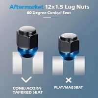 Ecrous de roue en acier noir M12x1.5 Ecrou d'accordeur à extrémité fermée 60 ° compatible avec les jantes Ford Focus Fusion Escape Aftermarket