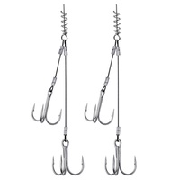 Nouveau 2 #   1 #   1/0 #   2/0 #   Hameçon triple robuste en acier inoxydable avec attache à vis et ressort pour la pêche en eau salée