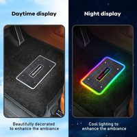 Lampe de sol de voiture RGB avec logo personnalisé 2-en-1 en acrylique et cuir, indicateur d'ambiance pour l'espace des pieds, lumière latérale, contrôle par application, indicateur automobile