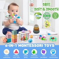 Jouet éducatif pour bébés de 0 à 2 ans, blocs de construction en caoutchouc souple, boîte sensorielle de correspondance numérique, boîte de combinaison
