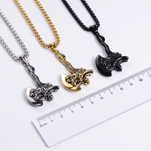 เครื่องประดับสไตล์ฮิปฮอปทำจากสแตนเลสคุณภาพสูงจี้รูปขวานมังกร - Product Image 4