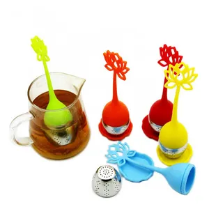 BPA ฟรีสแตนเลสกรองชาซิลิโคนดอกไม้ชา Infuser ซิลิโคนกรองชา