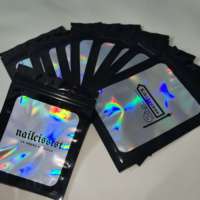 Bolsa de Embalaje Cosmética con Cierre Hermético, Transparente por un Lado, Impresa Personalizada al por Mayor, con Cierre de Cremallera Holográfico