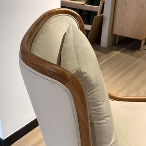 <span class=keywords><strong>Fauteuil</strong></span> moderne en bois massif à dossier <span class=keywords><strong>haut</strong></span> avec revêtement en velours gris clair, chaise ergonomique haute pour la lecture, idéale pour le bureau à domicile et le salon - Product Image 3