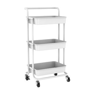 बहु प्रयोजन 3 स्तरीय प्लास्टिक संगठन उपयोगिता ट्रॉली 3 शेल्फ उपयोगिता गाड़ी मोबाइल भंडारण रैक किसी भी कमरे के लिए गाड़ी - Product Image 2