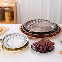 Home Tisch Bronze Farbe dekorative Schüssel Essen Trocken frucht Serviert ablett Edelstahl Runde Obst Dessert teller