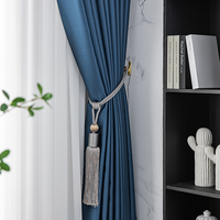 Tela azul profundo de alto sombreado para sala de estar moderna, parasol, cortinas de ventana con aislamiento térmico, cortinas y cortinas de alta calidad