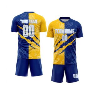 Ensemble Maillot et Short de Football Bleu et Jaune – Tenue de Performance pour Entraînement d'Équipe, Compétition et Tournoi – Haut de Gamme Sportif - Product Image 1
